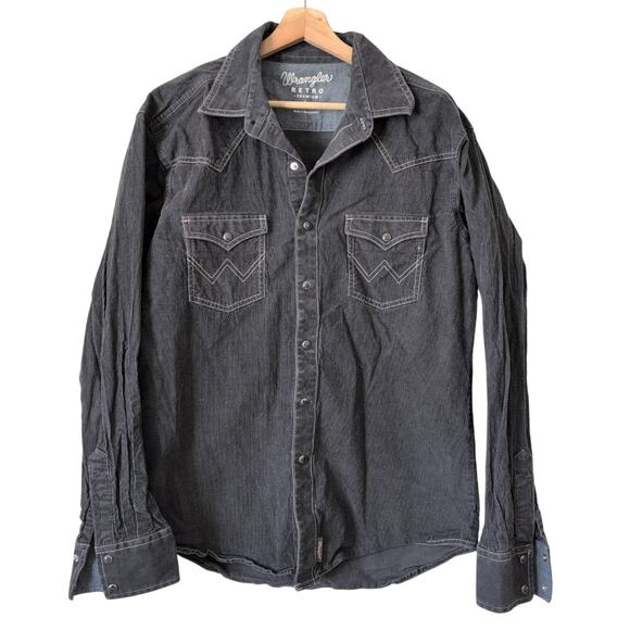 Wrangler Retro Premium Pearl Snap Corduroy Shirt Large Cowboy Western Ranchwear - Picture 1 of 7